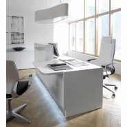 Banque d'accueil lumineuse droite série Linea avec accès PMR - MDD - Droite, Blanc_1