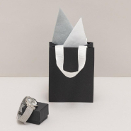 Sac luxe noir mat poignées ruban blanc naturel 11x6x14cm - par 12_1