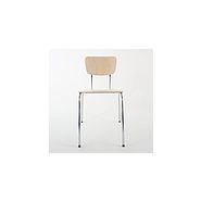 117.42 - Chaises empilables Meubles Gaille SA - empilement par 10 pièces - structure chromée et assise bois contreplaqué_1