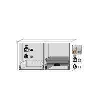 Armoire de sécurité combinée K-LINE K-UB-90 - Modèle K90.060.110.050.UB.ST - Réf 30358-001-35362 - Type 90/30 pour produits chimiques inflammables et corrosifs_1