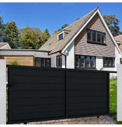 Portail coulissant aluminium Paris - design chic - gris anthracite RAL 7016_1