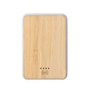 Powerbank USB en bambou et plastique de paille de blé - Batterie 5000 mAh avec chargeur sans fil intégré et 2 ports USB_1