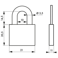 Cadenas à clés très résistant pour usage extérieur - Thirard - laiton monobloc - 20 mm - anse acier cémenté nickelé_1