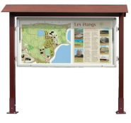 Vitrine aluminium bois - Taille d'affichage 8 à 27 A4 - Plexi chocs 4mm - Serrure de sécurité - Finition anodisée argent - Fabrication Française_1