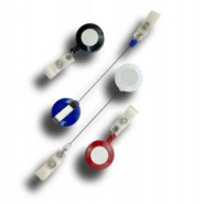 Zip enrouleur rond clip métal - Lot de 100 - Diamètre 3,2 cm - Cordon 59 cm - Référence : idp22c_1