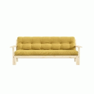 Canapé convertible futon UNWIND - Pin naturel - Coloris miel - 130 x 190 cm - Style scandinave_1