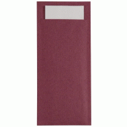 Pochettes à couverts bordeaux avec serviette blanche (lot de 500) | Europochette - CK234_1
