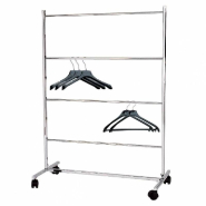 Portant Range Cintres Chromé - 4 Niveaux - L84xP40xH130cm - Acier - Roulettes Ø50 mm - Supporte 25 kg_1