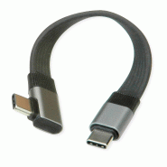 ROLINE Câble USB4 2.0 plat, C–C, M/M, un côté coudé à 90°, 8K UHD-2, 80Gbit/s, 240W, noir, 0,13 m_1