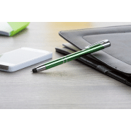 Stylo à bille avec stylet en aluminium - encre bleue - couleur verte - 14g_1