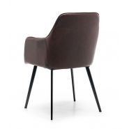 Fauteuil Romi - dossier matelassé, structure en acier noir, revêtement en similicuir Kavita_1