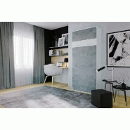 Lit escamotable LOFT blanc - Façade gris béton - Couchage 90 x 200 cm avec système à vérins_1