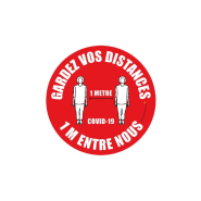 Adhésif à coller au sol - Lot de 5 - GARDEZ VOS DISTANCES 1 MÈTRE de diamètre 40 cm - Référence : PRO312X5_1