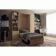 Composition lit escamotable chêne Dynamo Sofa - canapé intégré marron - couchage 90x200 cm - L201 cm_1