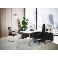 Fauteuil de direction design ROMA - cuir noir, lignes épurées, finitions soignées, mécanisme réglable_1