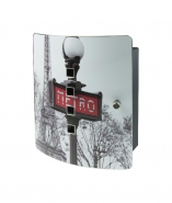 Armoire à clés - porte en acier inoxydable avec impression haute qualité - serrure magnétique - corps en acier galvanisé noir_1