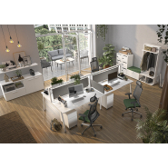 Bureau Bench collaboratif - Connexion, idéal pour aménagement d'espace partagé et optimisé_1