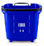 Panier libre service - 34 litres - Double anse extensible - Polypropylène - Bleu, vert, rouge_1