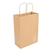 Sac 100% recyclé kraft brun poignées torsadées 20+10x29cm - par 250_1