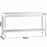 Table inox de Travail Centrale Premium avec Etagère - Profondeur 800 - 2000_1