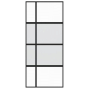 Vidaxl porte coulissante noir 90x205 cm verre trempé aluminium 155229_1