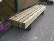 Table Mixte bois métal - Table de jardin avec Banquette à lames verticales_1