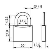 Cadenas Type 1+ 30 mm - Corps laiton monobloc - 2 clés en laiton nickelé - Marque THIRARD - Réf. 00938030_1