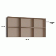 Surmeuble lit escamotable VERTIGO 90 x 200 cm - Taupe mat - 6 niches fixes - Dimensions L211 x H114 x P30 cm_1