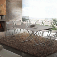 Table basse relevable extensible - Lift Wood gris béton 110 x 70 cm - plateau allonge intégré et hauteur ajustable_1