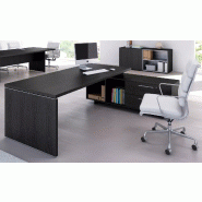 Bureau individuel pied panneau sur console So Flora - Frêne Noir, 195 x 170 cm_1