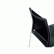 Chaise d'accueil Oda - assise en polypropylène, dossier en résille, piètement acier chromé - modèle empilable et accrochable_1