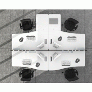 Bureau vague Sigma - Mobel Linea - Blanc 9010, 140, Acacia clair, Droite_1