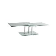 Table basse Match - 2 plateaux pivotants en verre trempé 12mm - piétement chrome - 88/152L x 60P x 42,7H cm_1