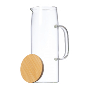 Carafe en verre borosilicaté - 1250 ml avec couvercle en bambou - Couleur transparente_1