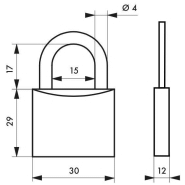 Cadenas à clé Blue Adventure 30 mm - Corps et anse inox - Mécanisme à goupilles - Double verrouillage - Marque Thirard_1