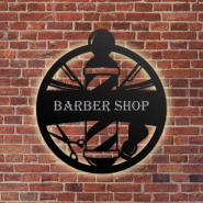Enseigne barber shop option LED - Gris Anthracite_1
