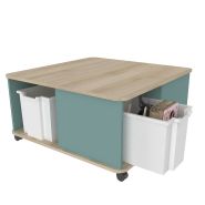 Meuble aire de jeux carré - grande surface de jeu - avec 4 espaces pour bacs H300mm - Réf. AM.MAJCB