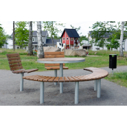 Table publique ronde brun/galvanisé - scellement béton - Sofiero réf 8054271 - HAGS - 1,1 m_1