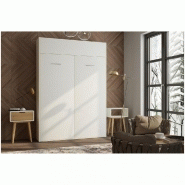 Armoire-lit escamotable Dynamo blanc mat - ouverture assistée, pied automatique et couchage 140x200 cm_1