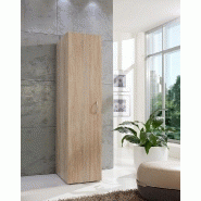 Colonne de rangement LUND 1 porte - chêne naturel 40 x 40 cm - 6 étagères - H185 cm_1