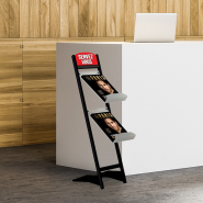 Présentoir Brochure-Displays® 3 tablettes noir - H 128 x L 27 x P 50 cm - Réf : 214709NR_1