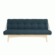 Banquette futon FOLK en pin massif - Coloris bleu pétrole - Couchage 130 x 190 cm - Design scandinave avec accoudoirs en métal_1