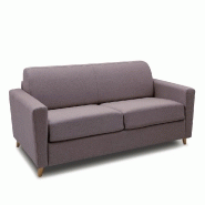 Canapé convertible express VIRGOLA - Matelas 16 cm - Sommier à lattes 140 cm - Tissu tweed taupe - Design scandinave_1