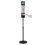 Distributeur automatique de gel sur pied télescopique noir - Hauteur réglable jusqu'à 157 cm - Réf : 490781_1