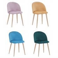 Chaise de restaurant en velours - structure métallique imitation bois - vendue par lot de 4 unités_1
