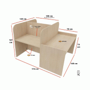 Bureau de call center version double 3 personnes avec poste pour superviseur. - 3 places, Wenge_1