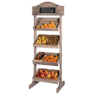 Présentoir Héritage pin vieilli - ardoise tablettes inclinables - L64xP58xH190cm_1