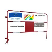 Barrière de chantier 1.5x1m - plaque centrale personnalisée - tube 28 - modèle BAR28CP - marque VBMateriel_1