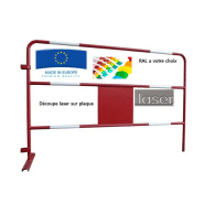 Barrière de chantier 1.5x1m - plaque centrale personnalisée - tube 28 - modèle BAR28CP - marque VBMateriel_1