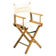 Régisseur - Chaise pliante en bois - Hêtre première qualité - Lasure Noyer - Assise et dossier coton écru_1